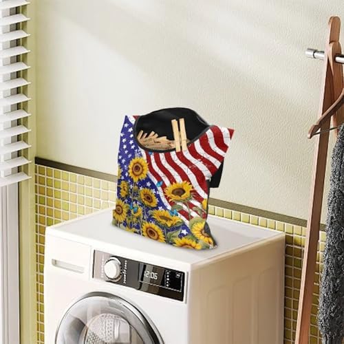 American Flag Clothespin Bags Sunflower Laundry Hanging Storage Organizer - Image 3