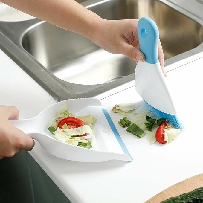 Dust pan Broom Brush Dustpan Small Broom and Dustpan Set（Light Blue - Image 2
