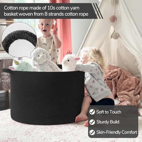 INDRESSME 115L Extra Large Woven Rope Blanket Basket Living Room - Image 3