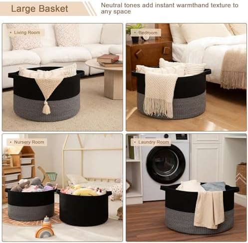 OIAHOMY 115L Extra Large Blanket Basket Living Room Laundry Basket Gray - Image 5