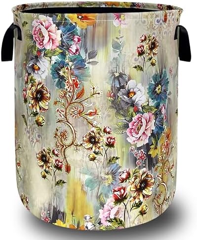 Beautiful Floral Laundry Basket Oxford Cloth Hamper 18.9"x16.5" by Unknown