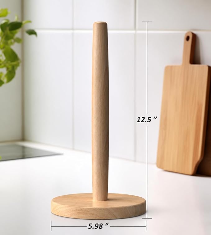 KitchLife Wooden Paper Towel Holder Countertop, Fits Jumbo Roll - Image 2
