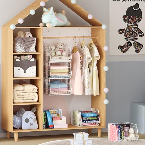 4 Tier Closet Hanging Organizer Foldable Dorm Closet Organizer White - Image 5