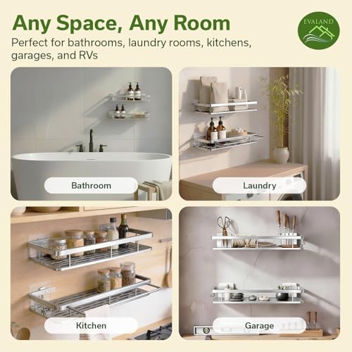 EVALAND Self Adhesive Shower Caddy Organizer 2-Pack No-Drill Storage - Image 5