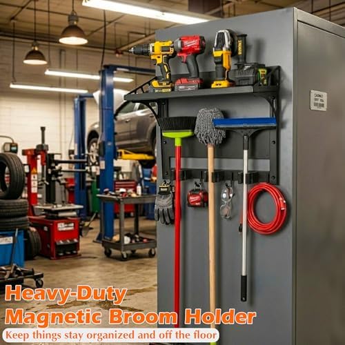 MUTUACTOR Heavy Duty Magnetic Broom Holder, Anti-slip Magnetic Tool Rack - Image 6