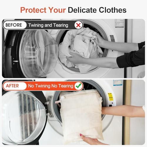 MADIKA 100% Cotton Mesh Laundry Bags, Organic Cotton Laundry bags, No Dye - Image 2