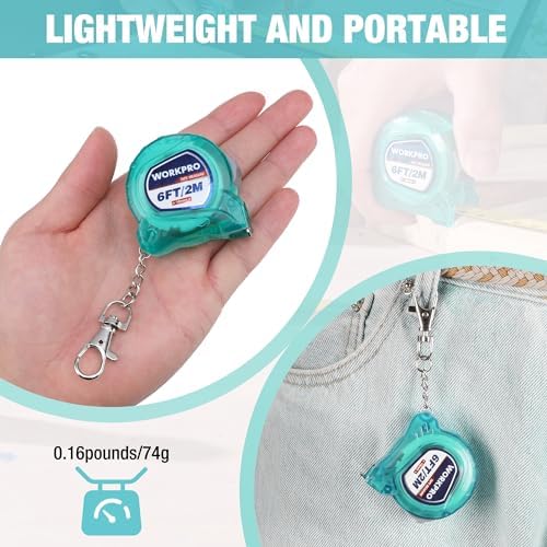 WORKPRO Mini Tape Measure, Inch/Metric Scale Pocket Size Small Tape Measure - Image 6