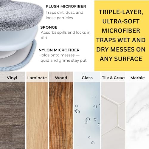 True & Tidy TrueClean Spin Mop 2.0 w/Detachable Bucket & Foldable Mop Head - Image 4