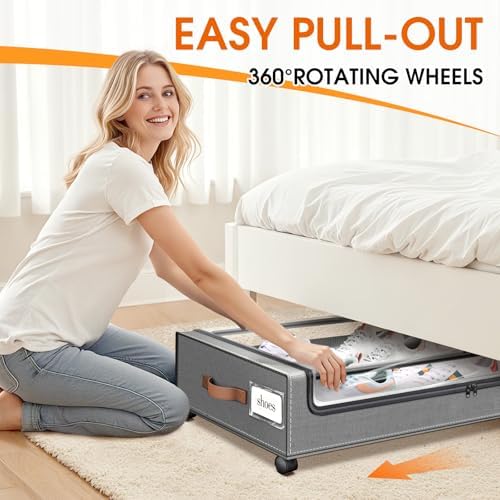 Under Bed Storage with Wheels 3Pack Storage Containers with Clear Window - Image 4