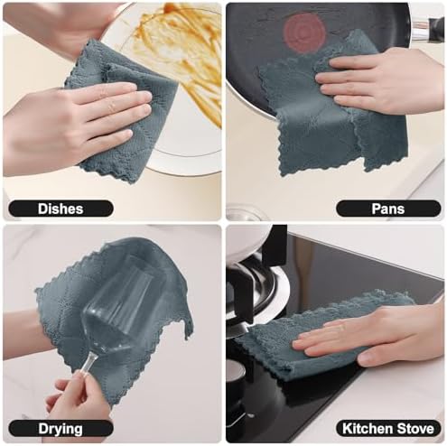 Homaxy Super Soft 18 Pack Coral Velvet Dish Cloths, Dark Grey - Image 5