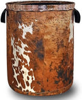 Brown Cow Skin Laundry Basket Foldable Hamper 18.9"x16.5" by Unknown