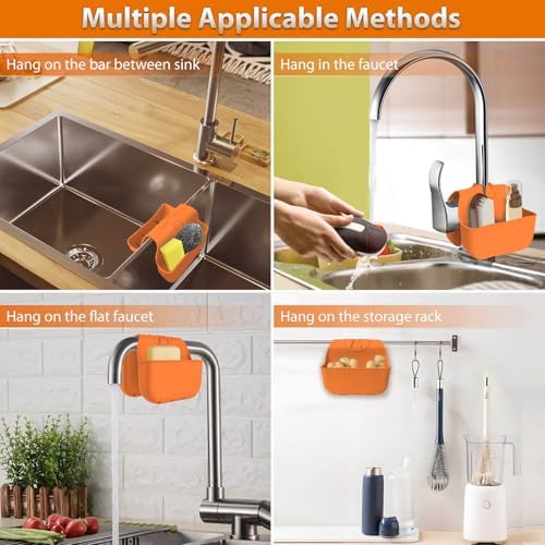 Sponge Holder for Kitchen Sink, Silicone Sink Saddle Caddy Organizer Rack - Image 4