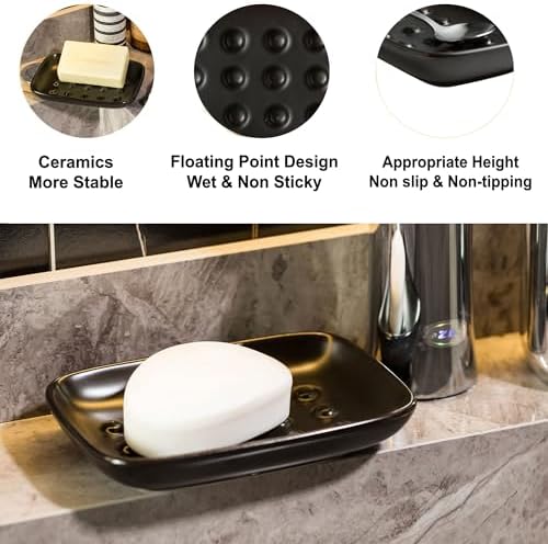 Miamolo Soap Dish, Ceramic Soap Holder Shower Soap Dish - Image 7
