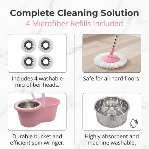Spin Mop and Bucket Set, 360 Rotating Self-Wringing Floor Cleaner - Image 6