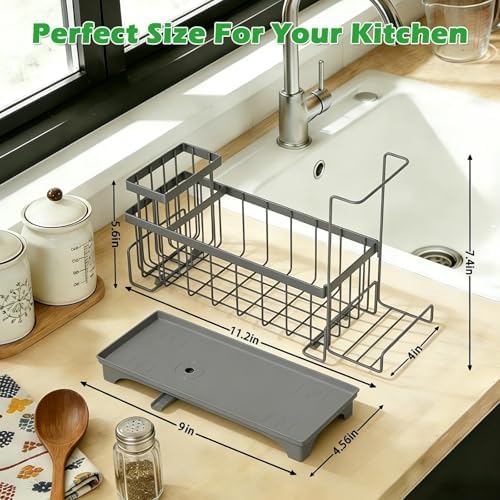 Sponge Holder for Kitchen Sink, Self-Draining Sink Caddy - Image 2