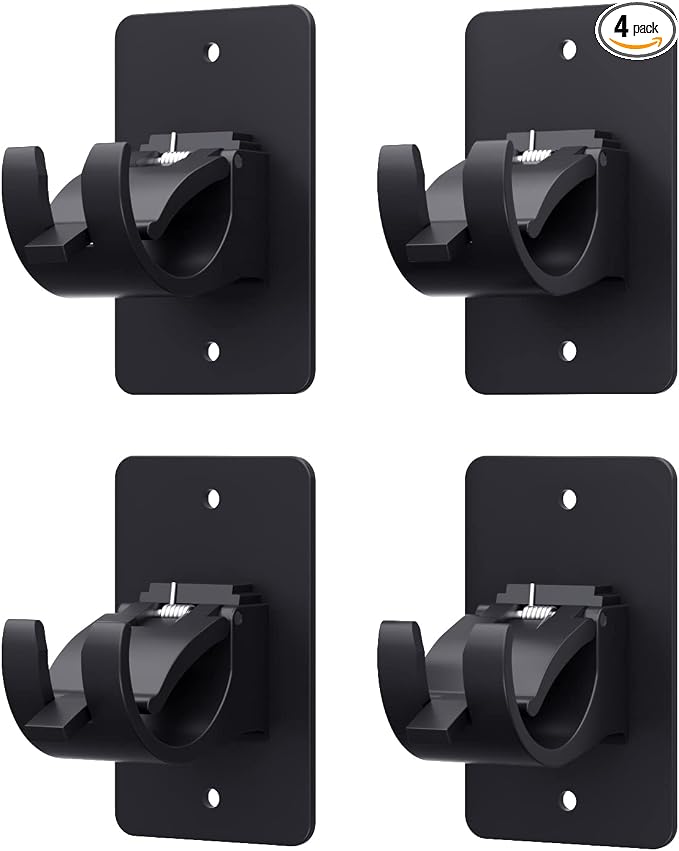 4 Pieces Self Adhesive Curtain Rod Bracket, Universal Plastic Curtain Rod by Wabboreq