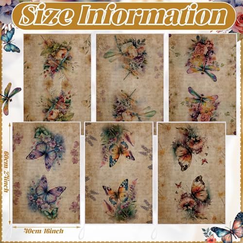 Bencailor 6 Pcs Butterfly Flower Kitchen Towels Decorative Sets Dish Towels - Image 3