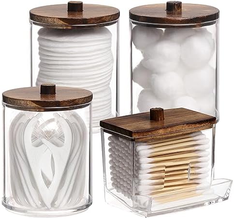 Tbestmax 4 Pack Qtip Holder Bathroom Container, 10/7oz Cotton Ball/Swabs by Tbestmax