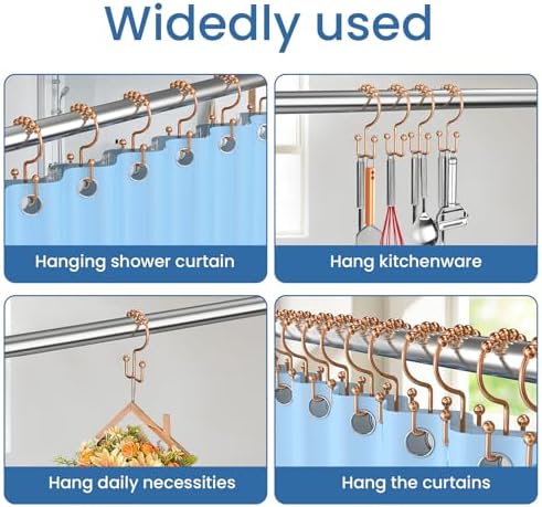 Rose Gold Shower Curtain Hooks Double Sided - Image 6