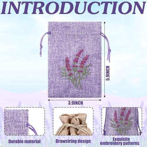 Purple 30 Pcs Embroidered Lavender Sachet Bags - Image 2