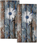 Rustic Daisy Bathroom Hand Towels Set of 2 Blue Brown Floral Farmhouse by Granbey