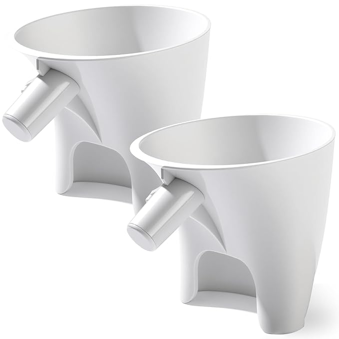 2 Pcs Flour Funnel for Kitchen Aid Mixer, for Kitchen Aid Artisan Ksm150 5-Quart Tilt-Head Stand Mixer, Plastic Powder Funnel ，for Liquid and Both Flour, Prevents Spills and Messes(White)