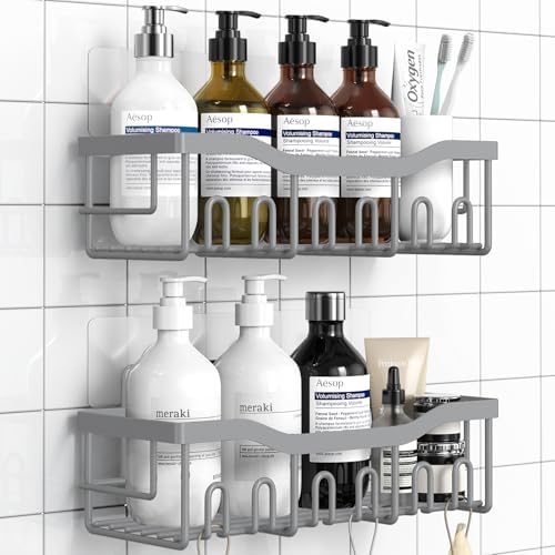 EUDELE Shower Caddy 2 Pack, Adhesive Shower Organizer by EUDELE