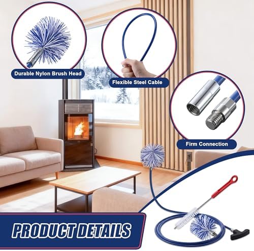 Pellet Stove Cleaning Brush Kit, 10FT Flexible Steel Rod - Image 5