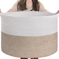 INDRESSME XXXLarge Woven Rope Blanket Basket Living Room Light Brown by INDRESSME