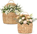 2 PC Door Basket Scalloped Hanging Storage Basket, Water Hyacinth Woven Wall by STYLAVE