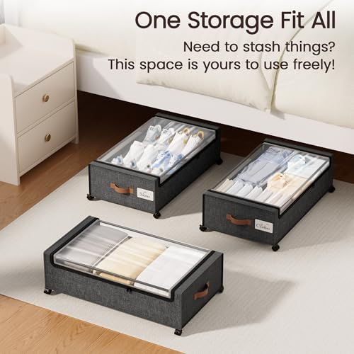 Yecaye 82L Under Bed Storage Containers, Fits 9.4" Under Bed, 2 Pack - Image 7