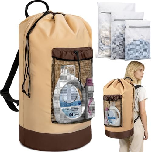 150L Laundry Bag Backpack with 3 Sizes Mesh Wash Bags and Shoulder Straps by WELIDAY
