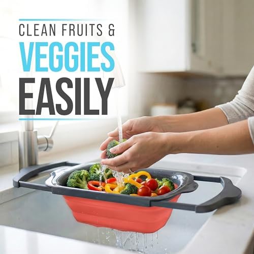 Comfify Coral XL Collapsible Silicone Over Sink Colander – 6 Quart - Image 5