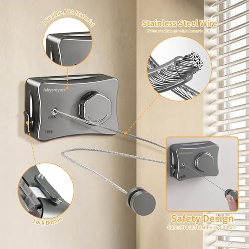 Retractable Clothesline, 16.7 Ft Stainless Wire Single Clothes Line - Image 5
