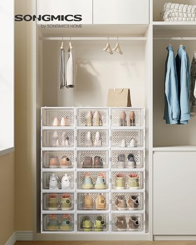 SONGMICS Stackable Shoe Boxes, Ventilated Clear - Image 2