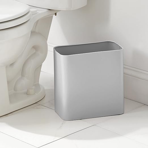 mDesign Small Metal 2.4 Gallon/9 Liter Trash Can Wastebasket Garbage Bin - Image 2