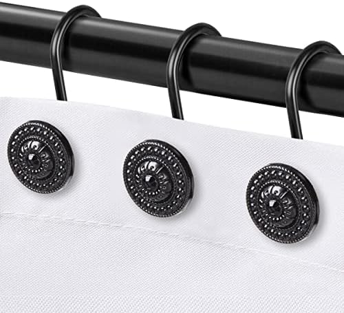 Black Shower Curtain Hooks, Rust Proof Decorative Shower Curtain Rings by iToplin