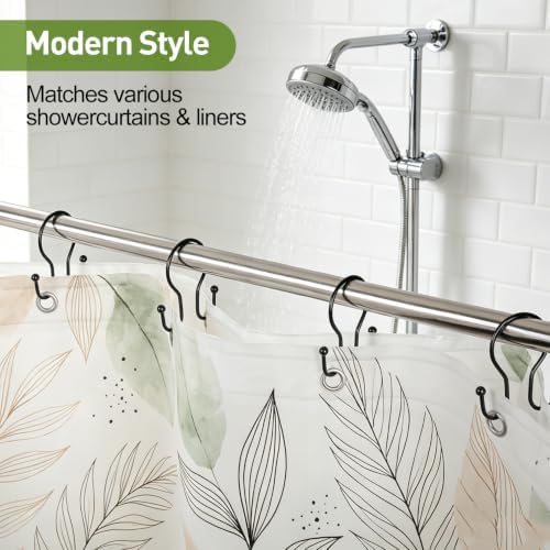 Resze 12PCS Shower Curtain Hooks, Sturdy Metal Black Shower Curtain Rings - Image 3