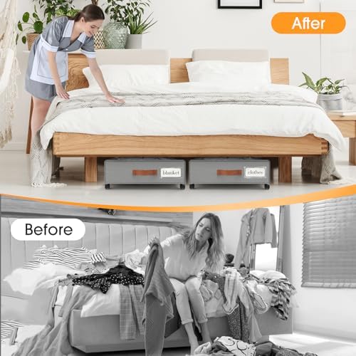 Under Bed Storage with Wheels 2Pack Storage Containers with Clear Window - Image 6