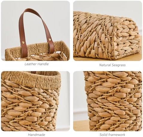 Handwoven Water Hyacinth Boho Front Door Basket - Image 7