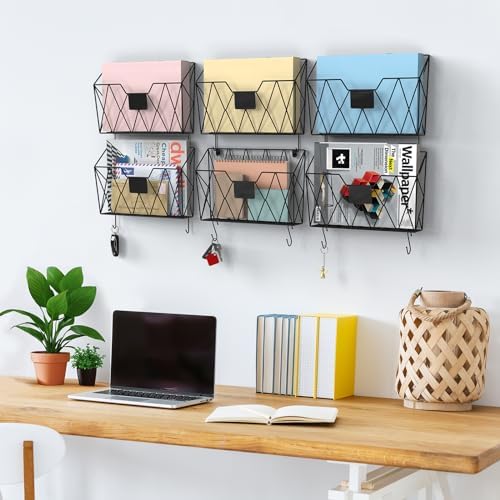 YBING Wall File Organizer Mesh Hanging Wall Files Holder 6 Pack - Image 2