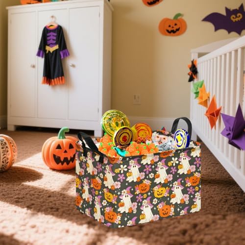 Halloween Pumpkin Ghost Storage Basket, Foldable Toy Organizer Bin - Image 7