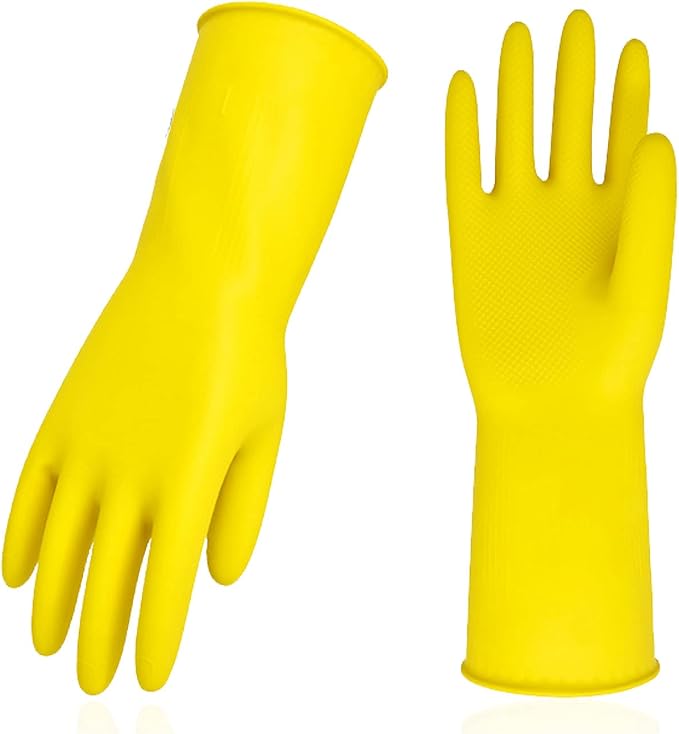 Vgo...Latex Reusable Household Gloves, Cleaning Gloves, Long Cuff | yellow by Vgo