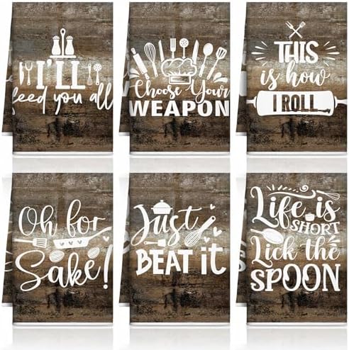 Bencailor 6 Pcs Farmhouse Kitchen Towels Brown Kitchen Decor and Accessories by Bencailor
