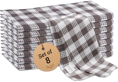 Urban Villa Kitchen Towels Cotton Dish Towels 12”x12” Grey White by CottonTrends