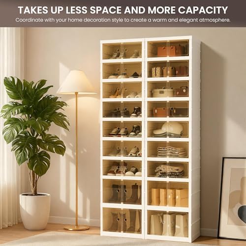 Foldable Shoe Organizer Storage Box Set of 6, Portable Extra Large Folding Shoe - Image 4