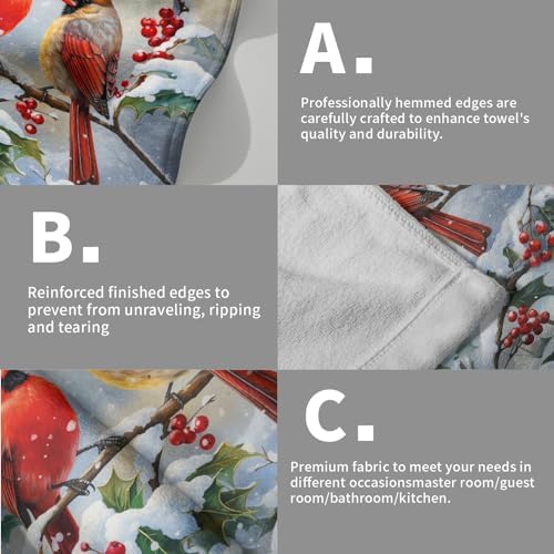 Winter Red Bird Hand Towels Pack of 2 Sweet Couple Cardinal Fingertip Towels - Image 5