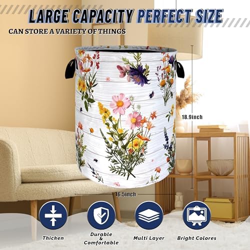 Hawaii Floral Laundry Basket Oxford Cloth Foldable Hamper 18.9x16.5 Inch - Image 3