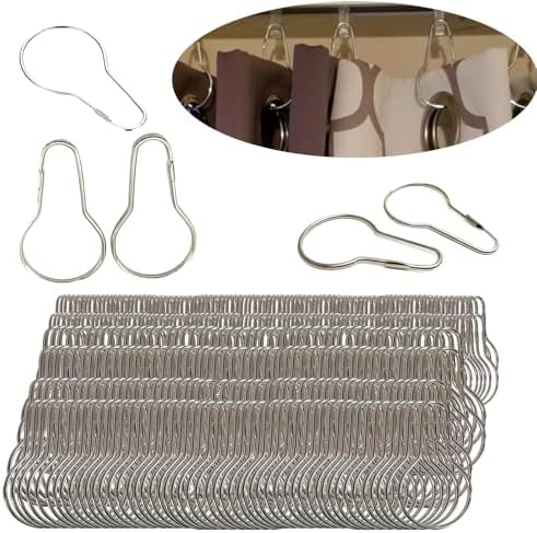 Shower Curtain Rings Hooks, Rust-Resistant Metal Shower Curtain Hooks, by HLCM