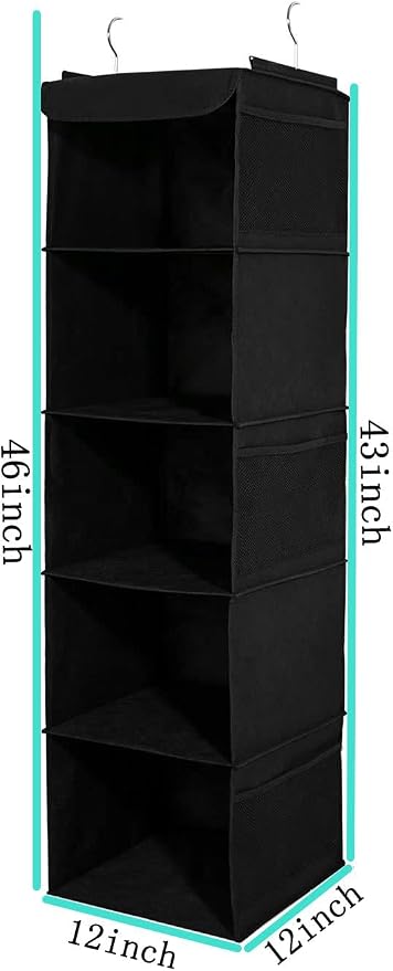 2 Pack Hanging Closet Organizer, 5 Shelves Hanging Storage - Image 3